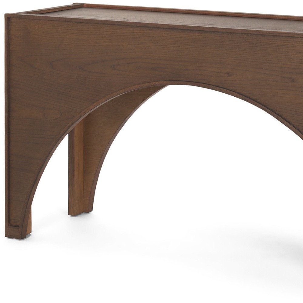 55" Brown Arched Wood Console Table