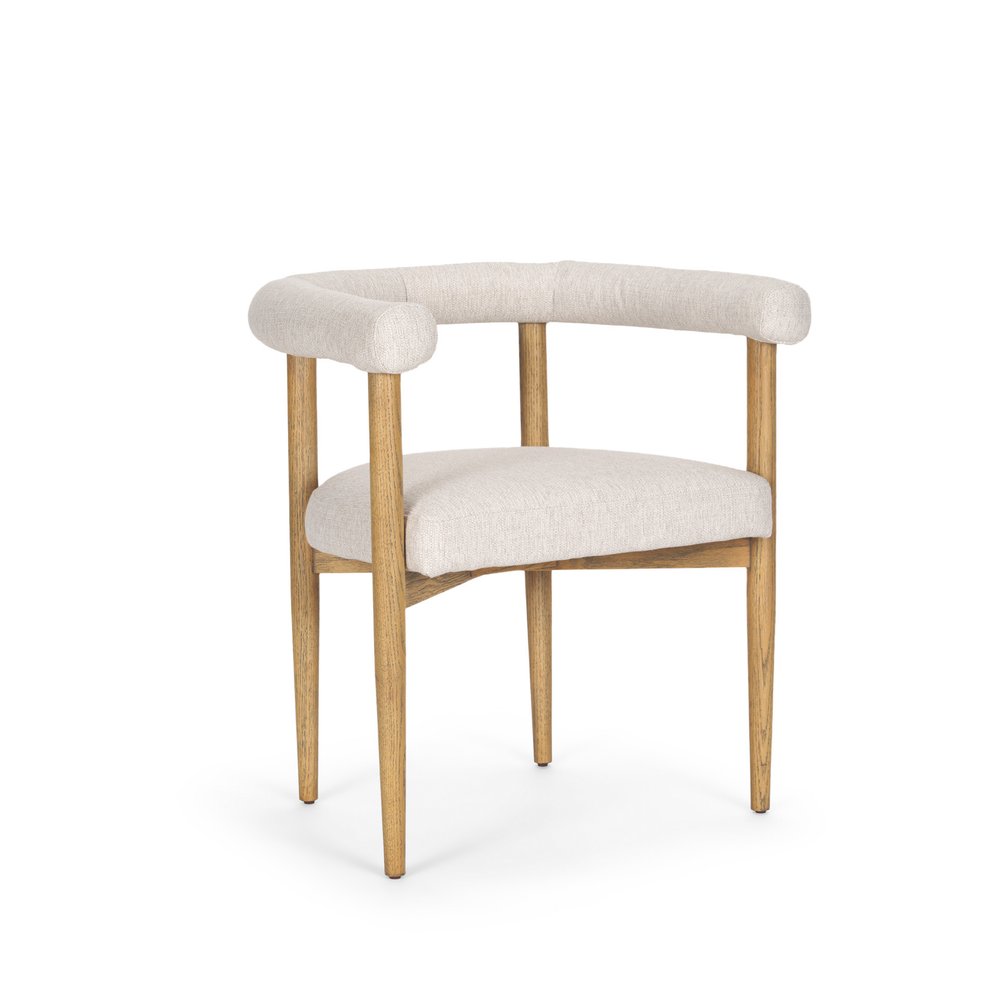 22" Beige and Brown Open Barrel Back Dining Chair