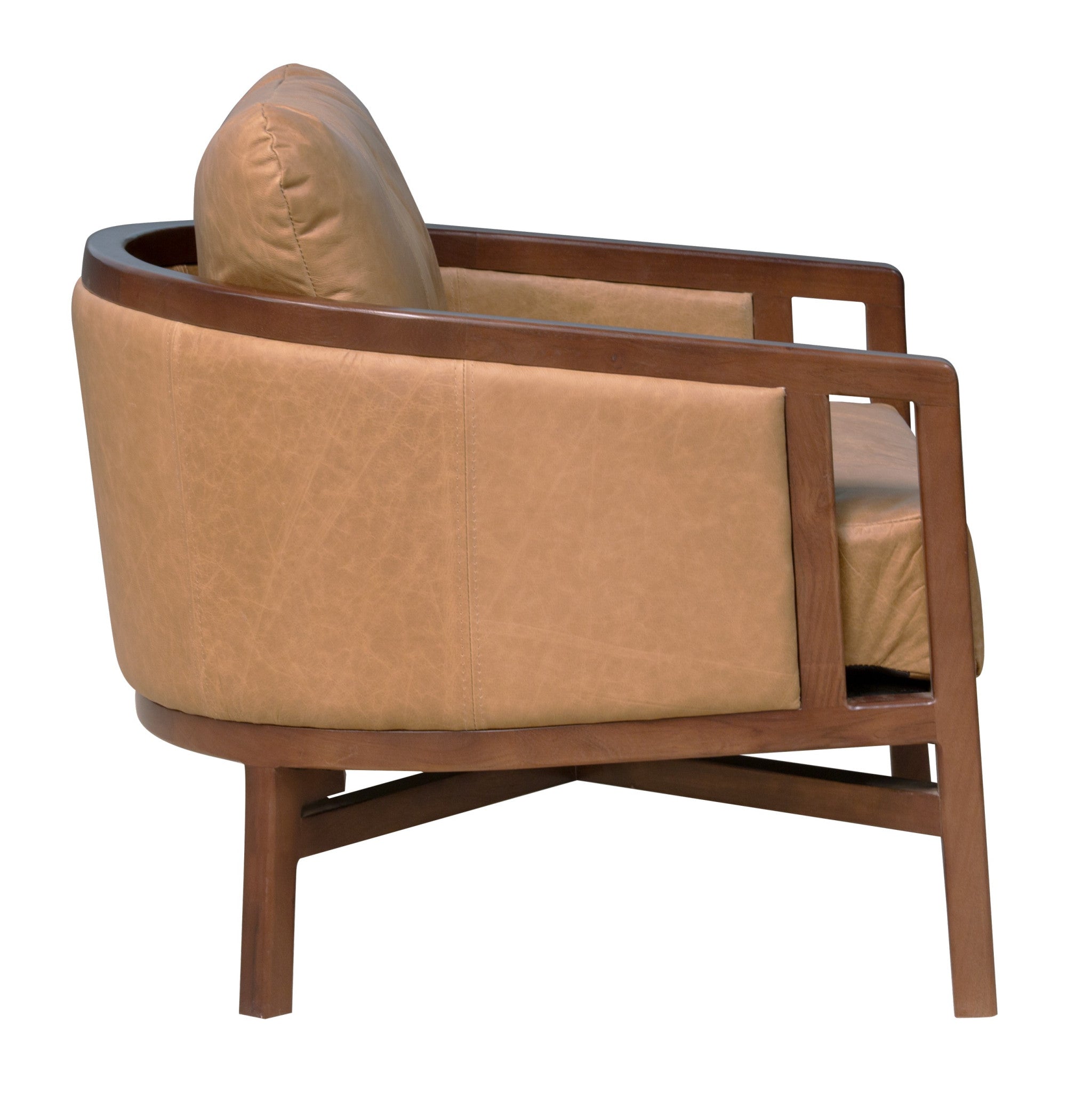 32" Brown Genuine Leather Transitional Armchair