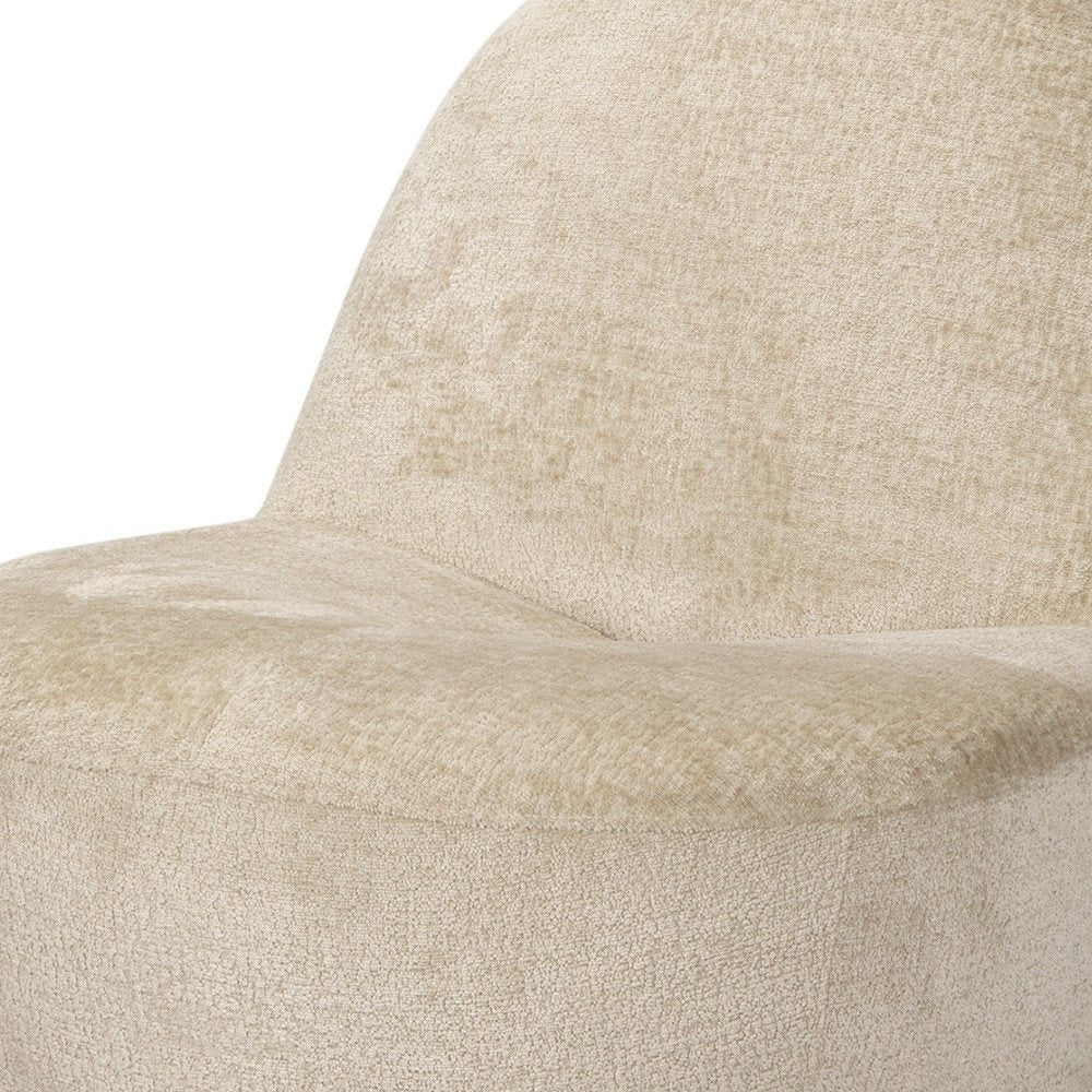 33" Beige Chenille Modern Slipper Chair