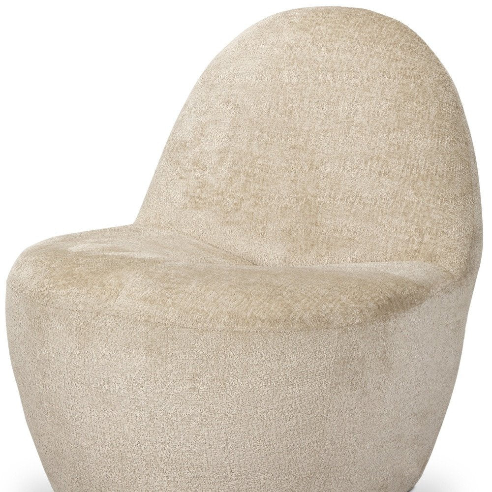 33" Beige Chenille Modern Slipper Chair