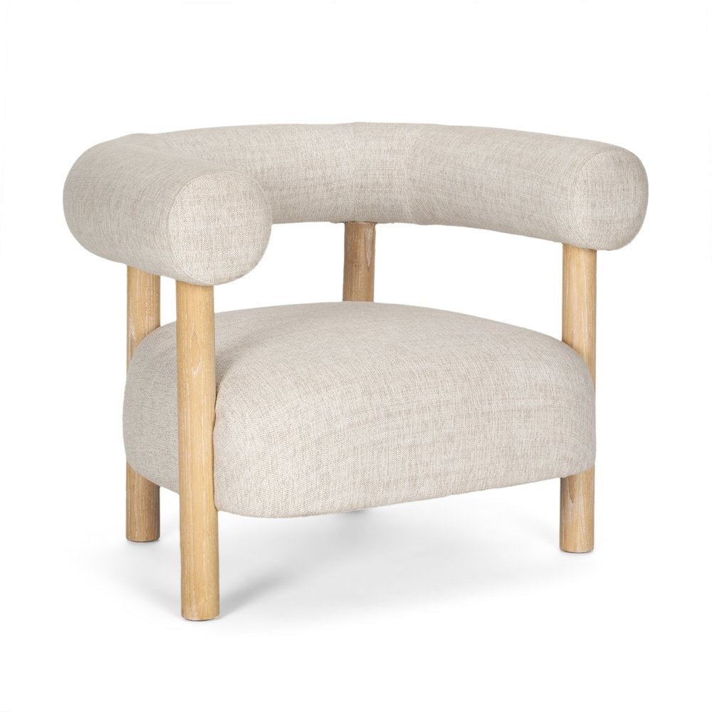 37" Cream Modern Scandinavian Barrel Chair