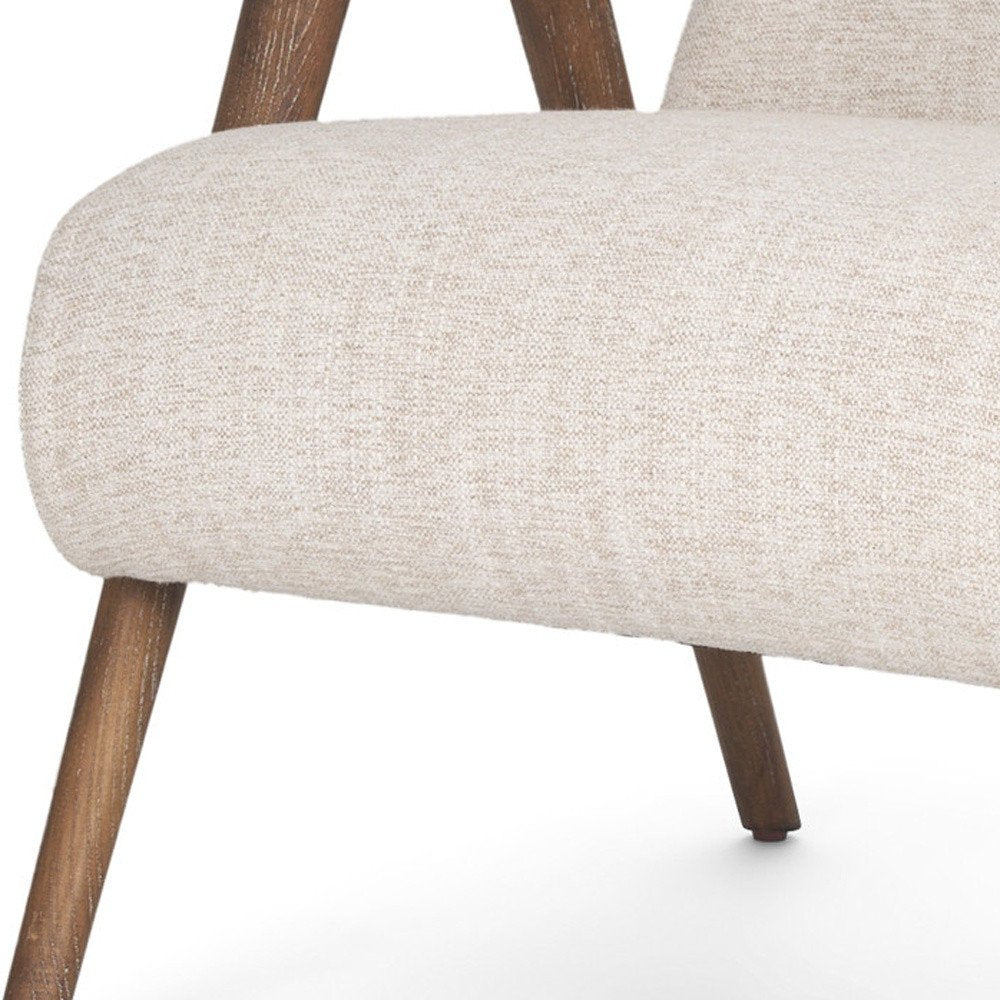 32" Cream and Brown Linen Scandinavian Armchair