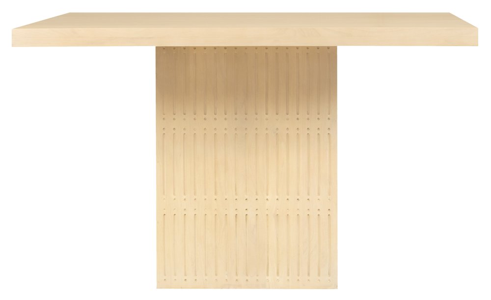 48" Natural Fluted Wood Square Pedestal Dining Table