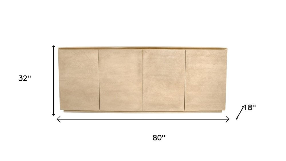 80" Natural Wood Coastal Sideboard