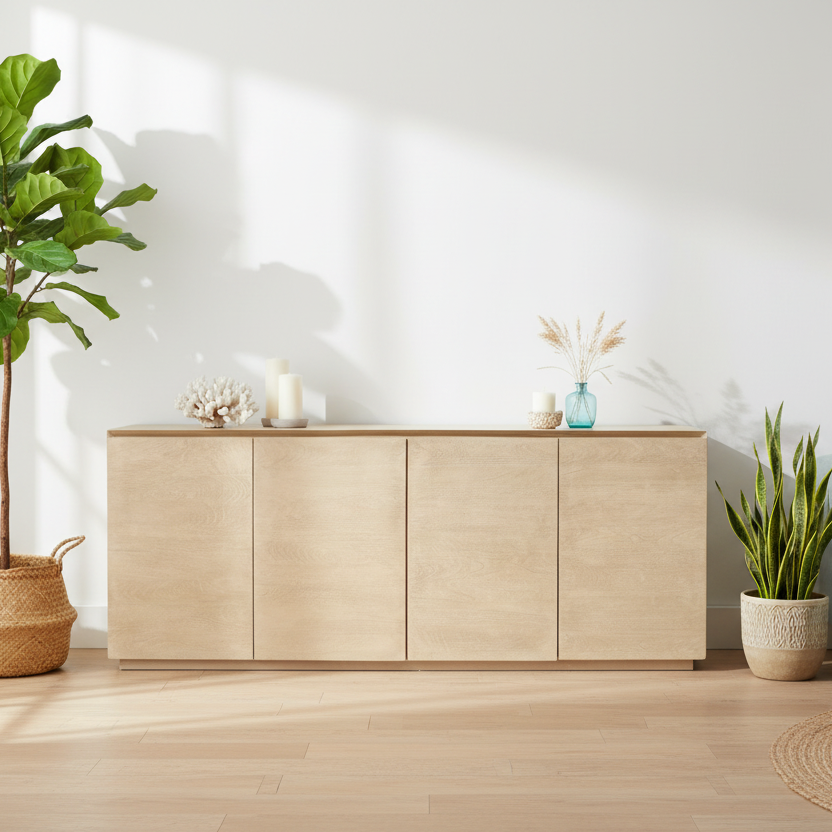 80" Natural Wood Coastal Sideboard