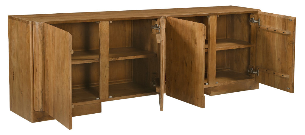 96" Brown 4-Door Wood Scandinavian Sideboard