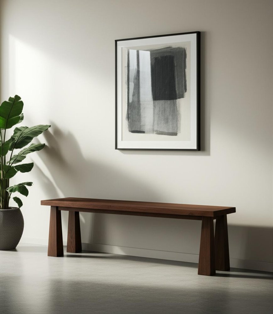 60" Dark Brown Contemporary Wood Bench