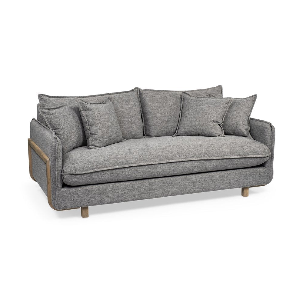 84" Gray Pillowback Contemporary Sofa