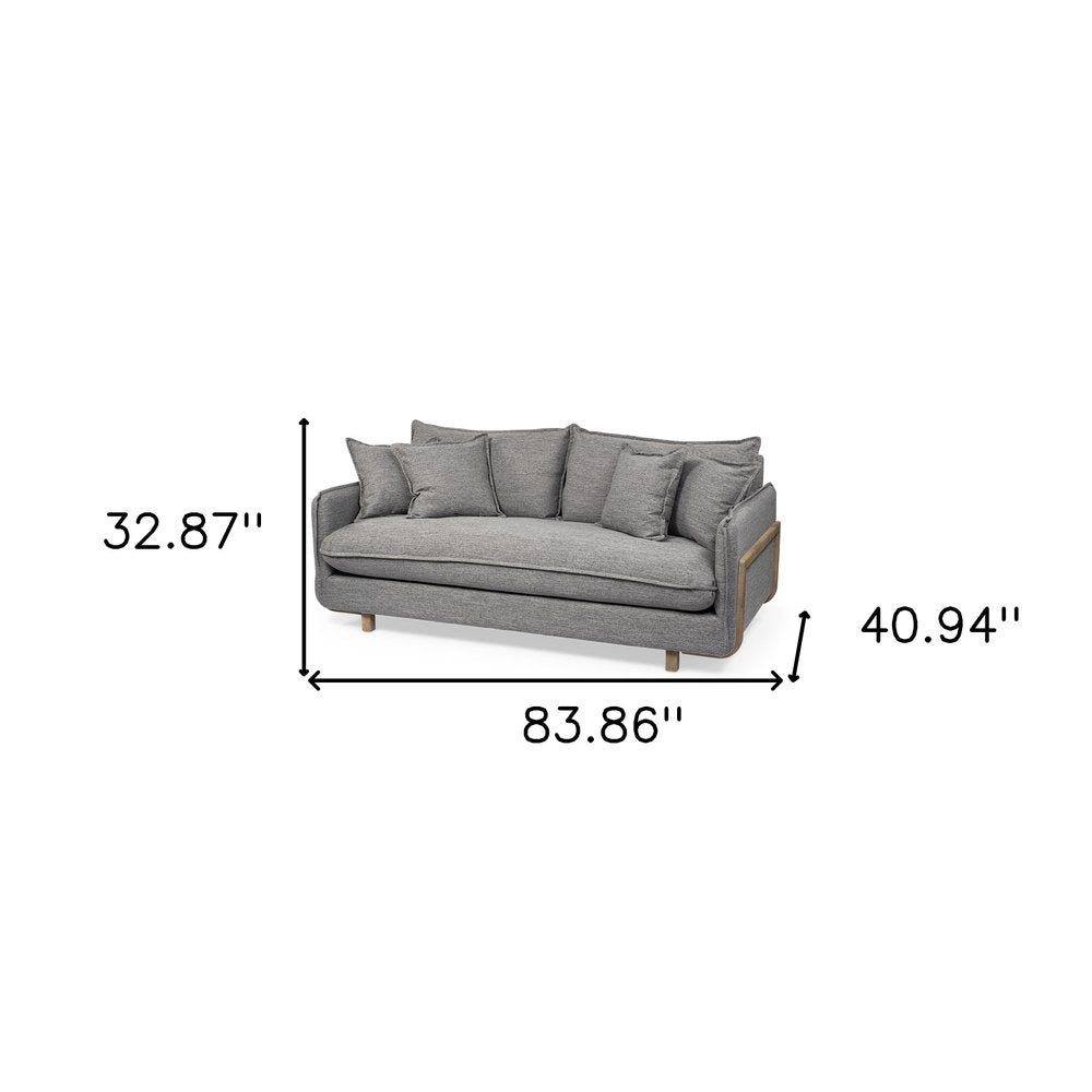 84" Gray Pillowback Contemporary Sofa