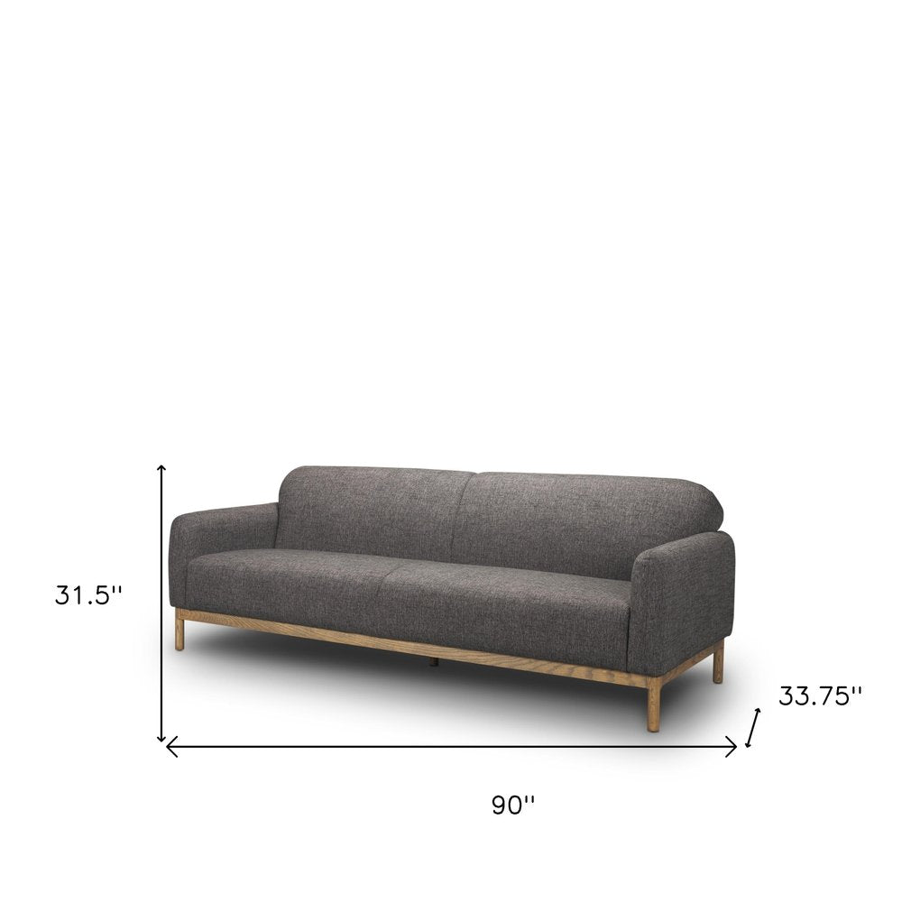 90" Gray Round Arm Simple Sofa