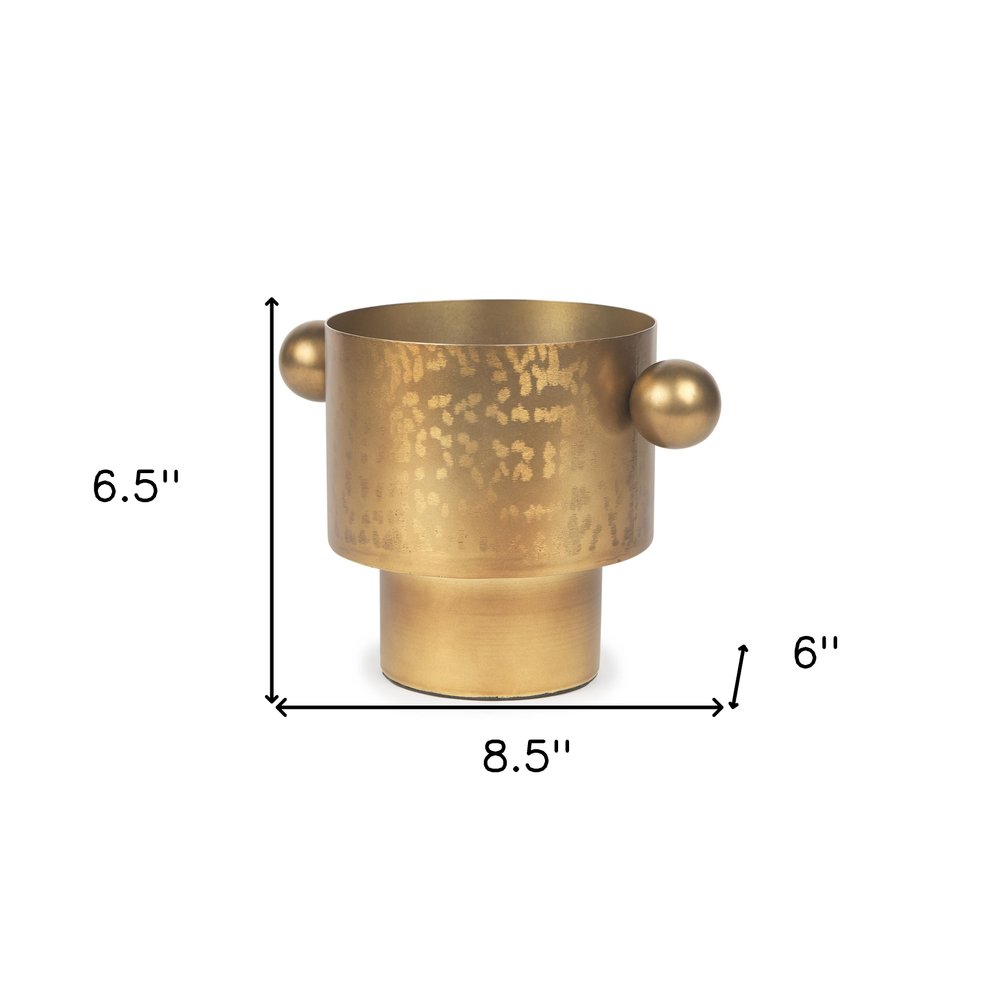 8" Gold Cast Iron Round Table Vase
