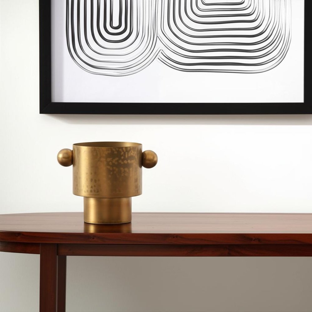 8" Gold Cast Iron Round Table Vase