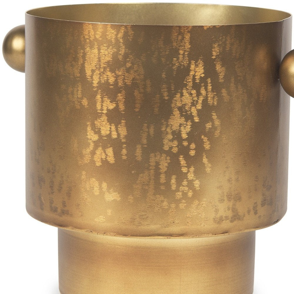 11" Gold Cast Iron Round Table Vase