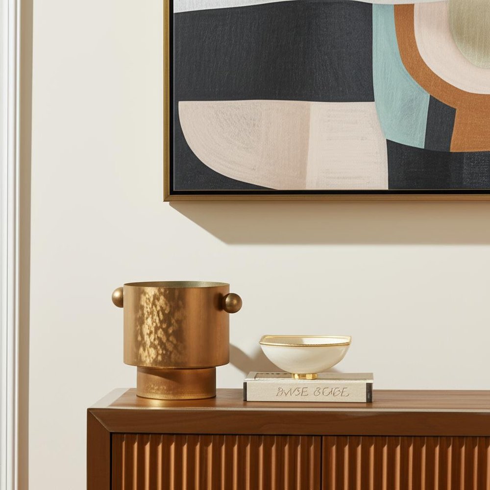 11" Gold Cast Iron Round Table Vase