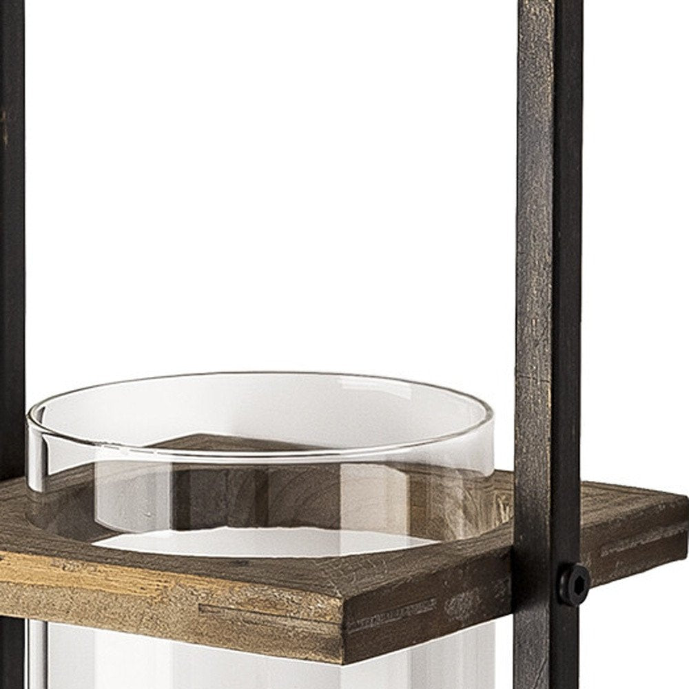 20" Black and Bronze Metal Wall Sconce Candle Holder