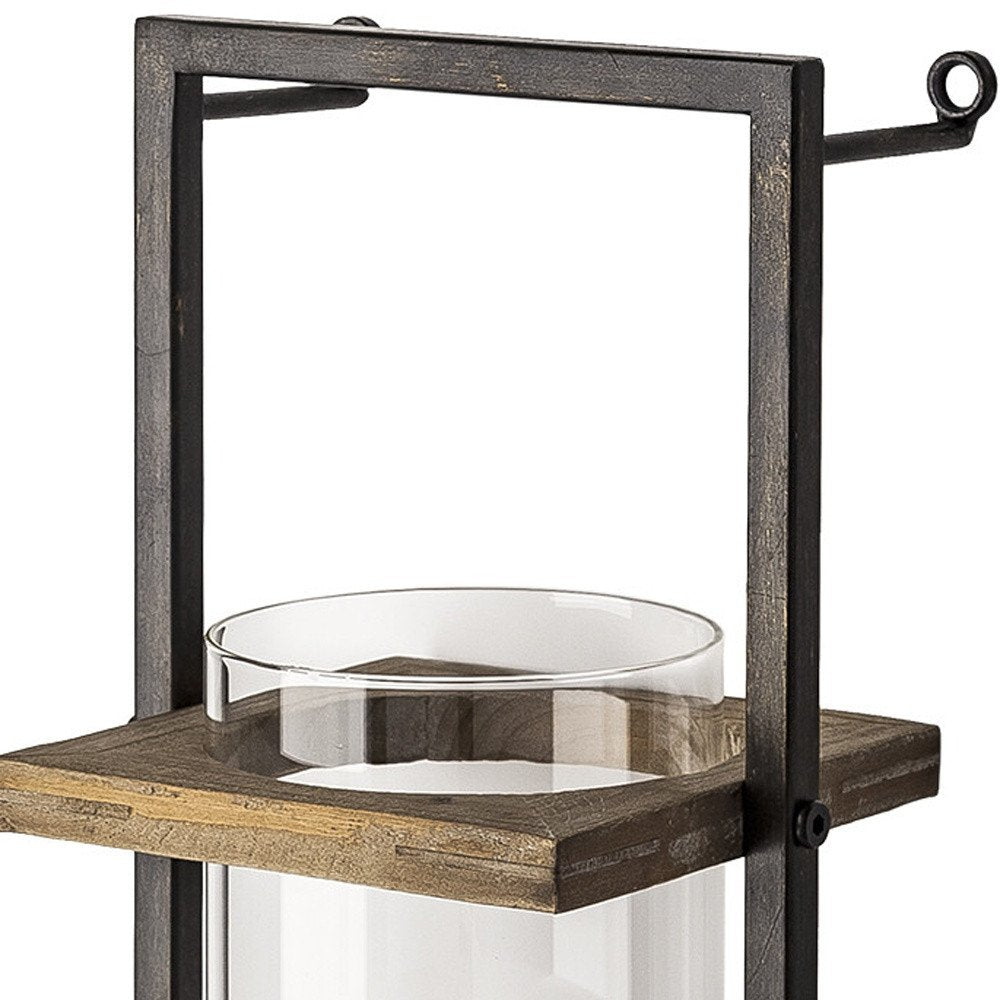 20" Black and Bronze Metal Wall Sconce Candle Holder