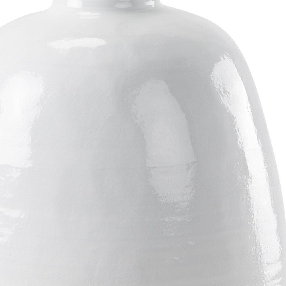 32" White and Beige Ceramic Round Floor Vase