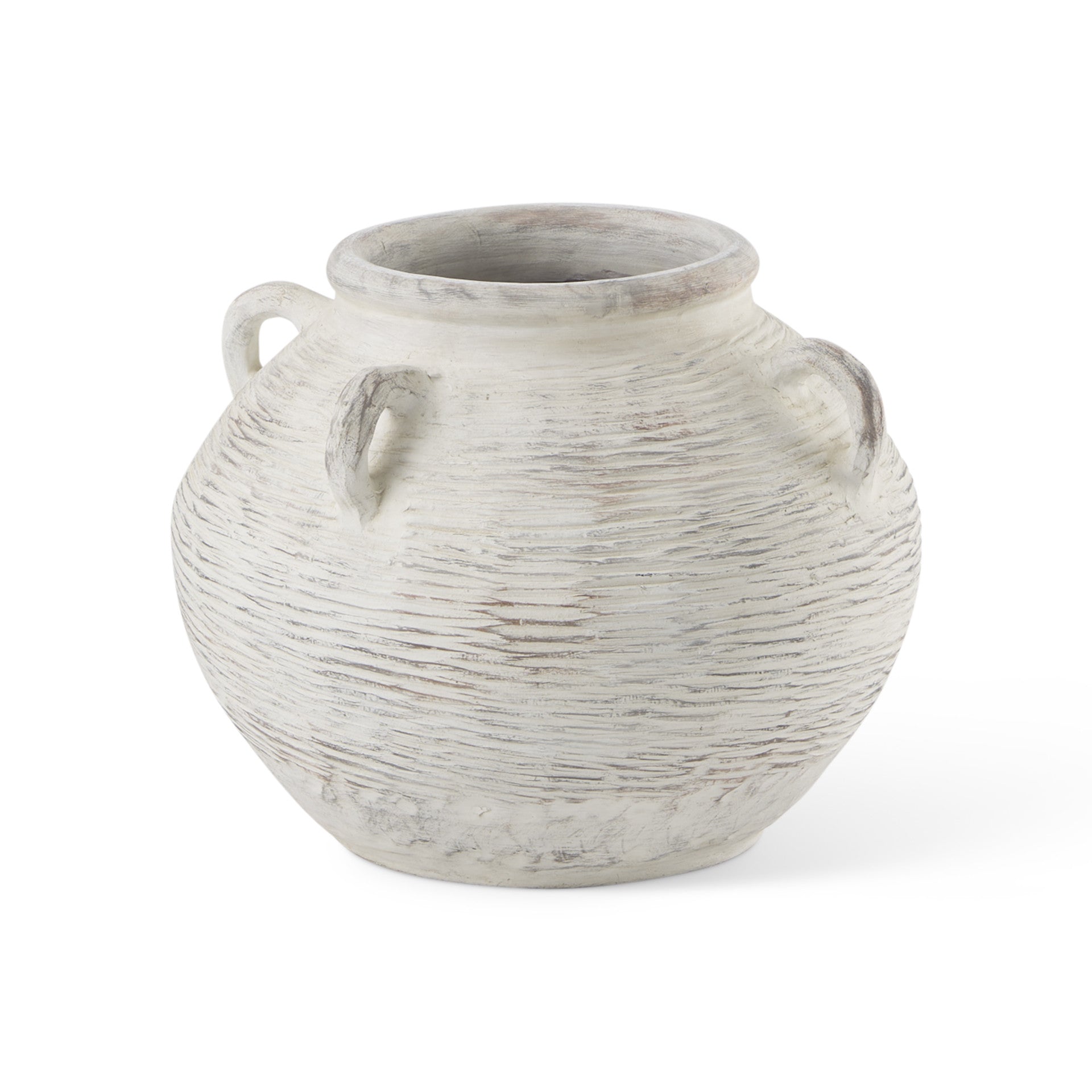 20" Cream Amphora Ceramic Floor Vase
