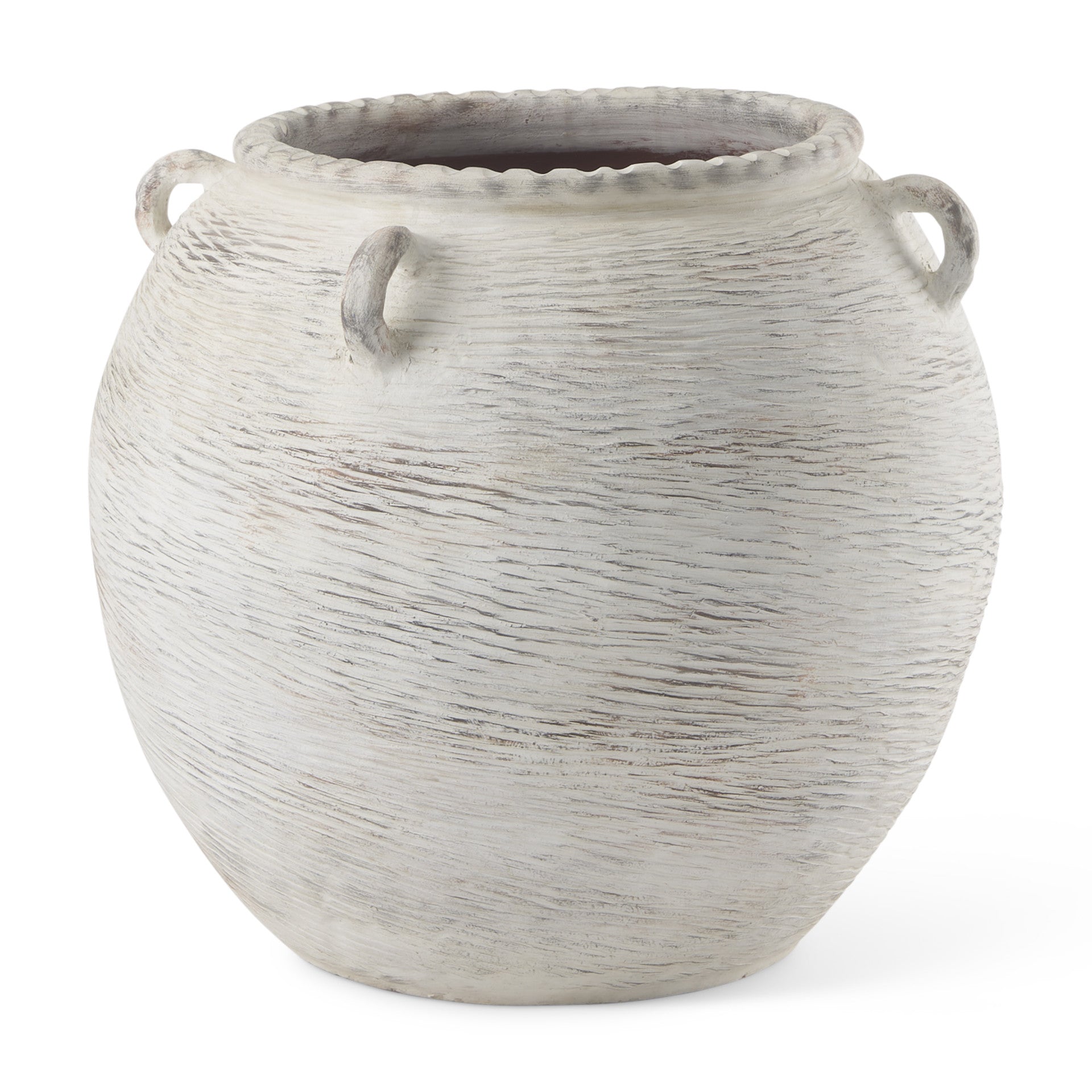 25" Cream Amphora Ceramic Floor Vase