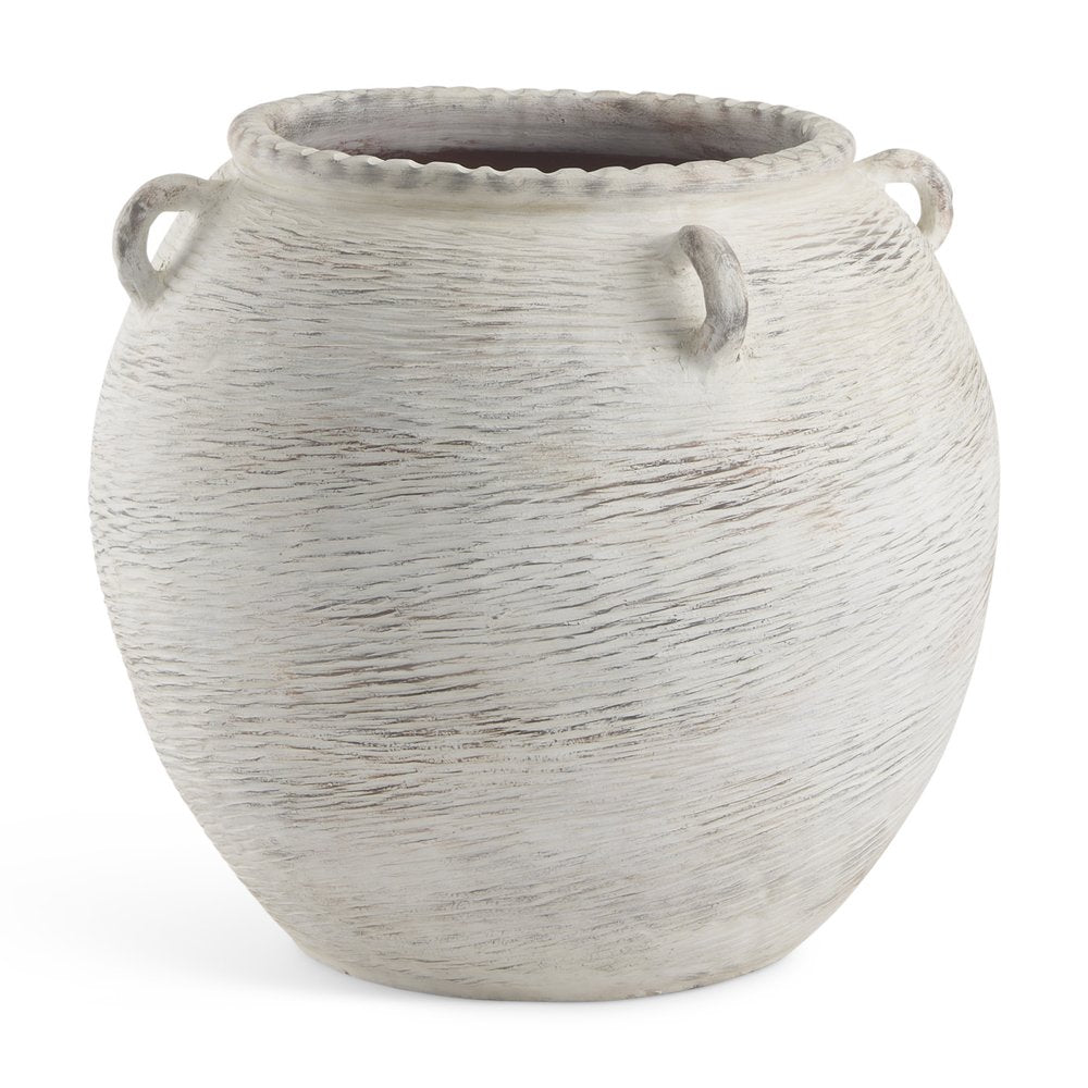 25" Cream Amphora Ceramic Floor Vase