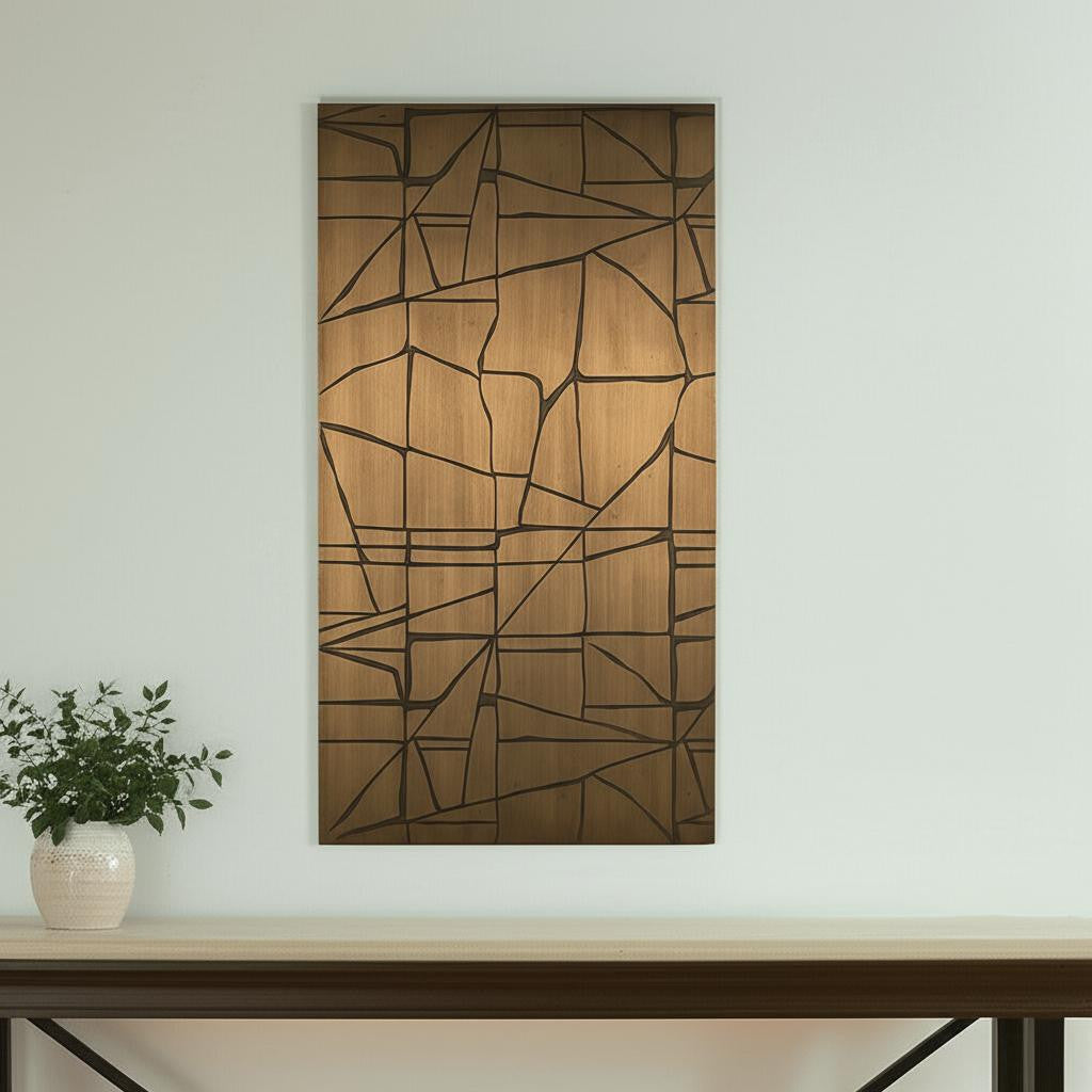 24" x 45" Gold and Black "Roho" Metal Wall Art