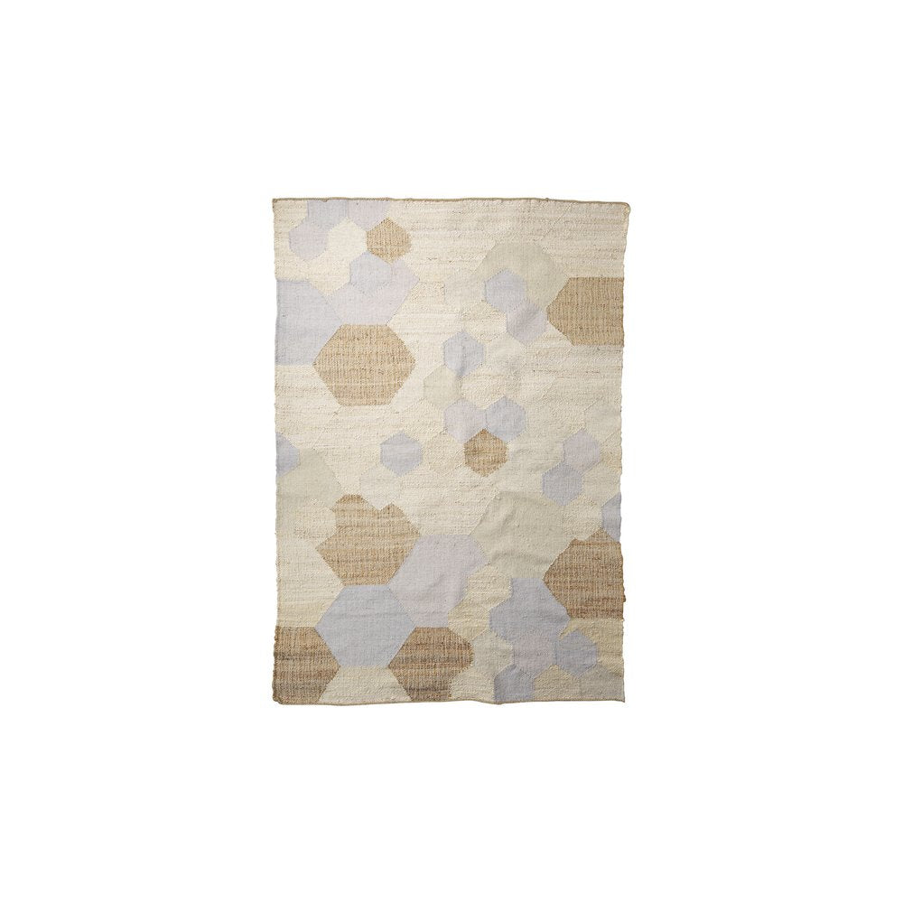 Ivory, Brown ,and Gray Patchwork Hand Woven Cotton Rug