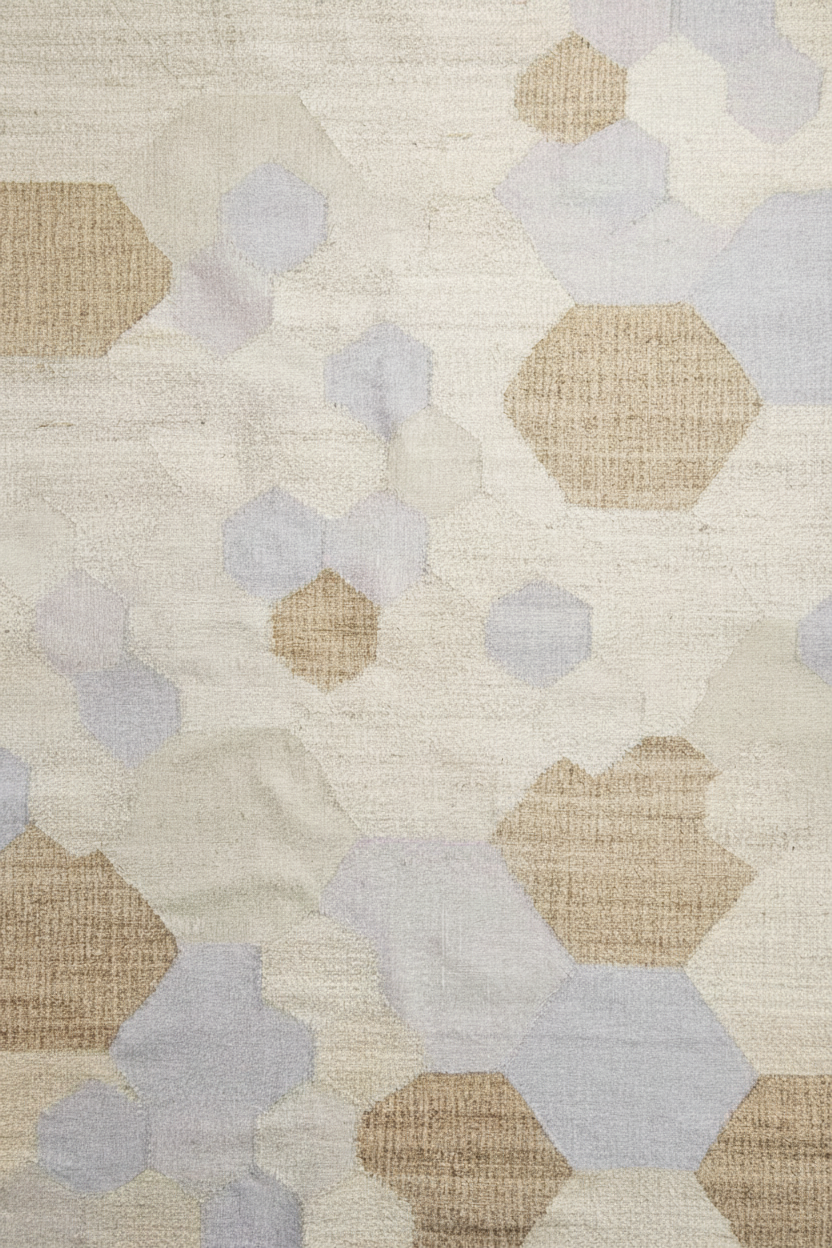 Ivory, Brown ,and Gray Patchwork Hand Woven Cotton Rug