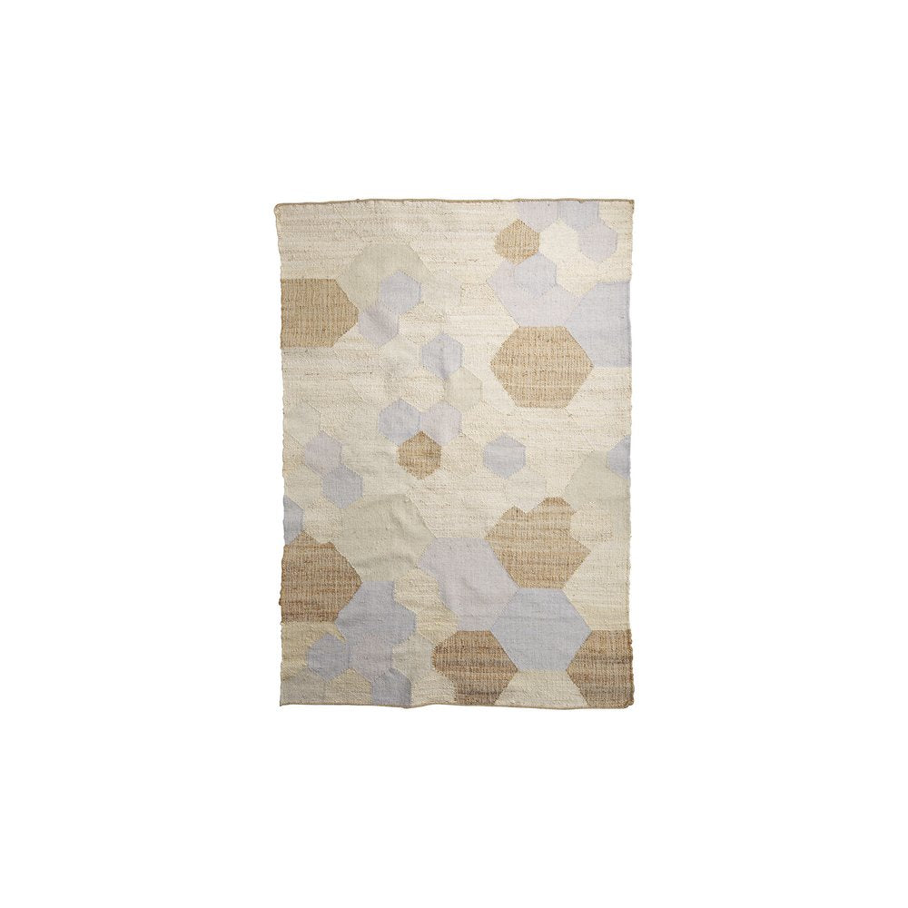 Ivory, Brown ,and Gray Patchwork Hand Woven Cotton Rug