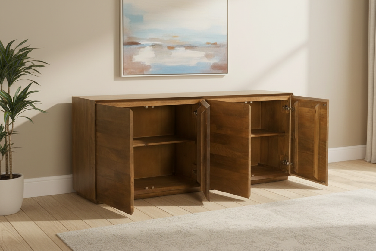 80" Brown Simple Mid-Century Sideboard