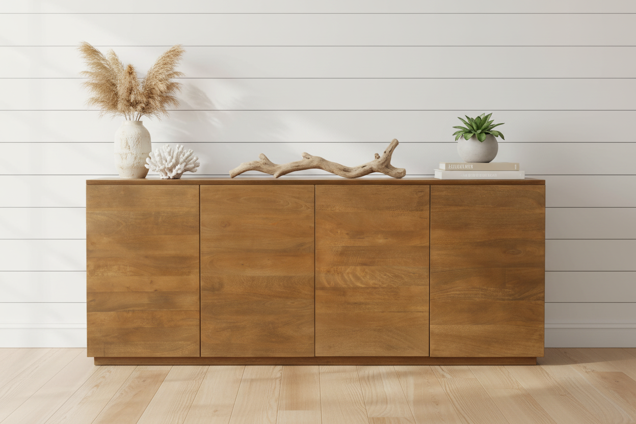 80" Brown Simple Mid-Century Sideboard