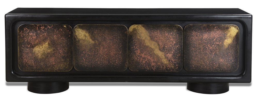 75" Black Rub Finished Art Deco Sideboard