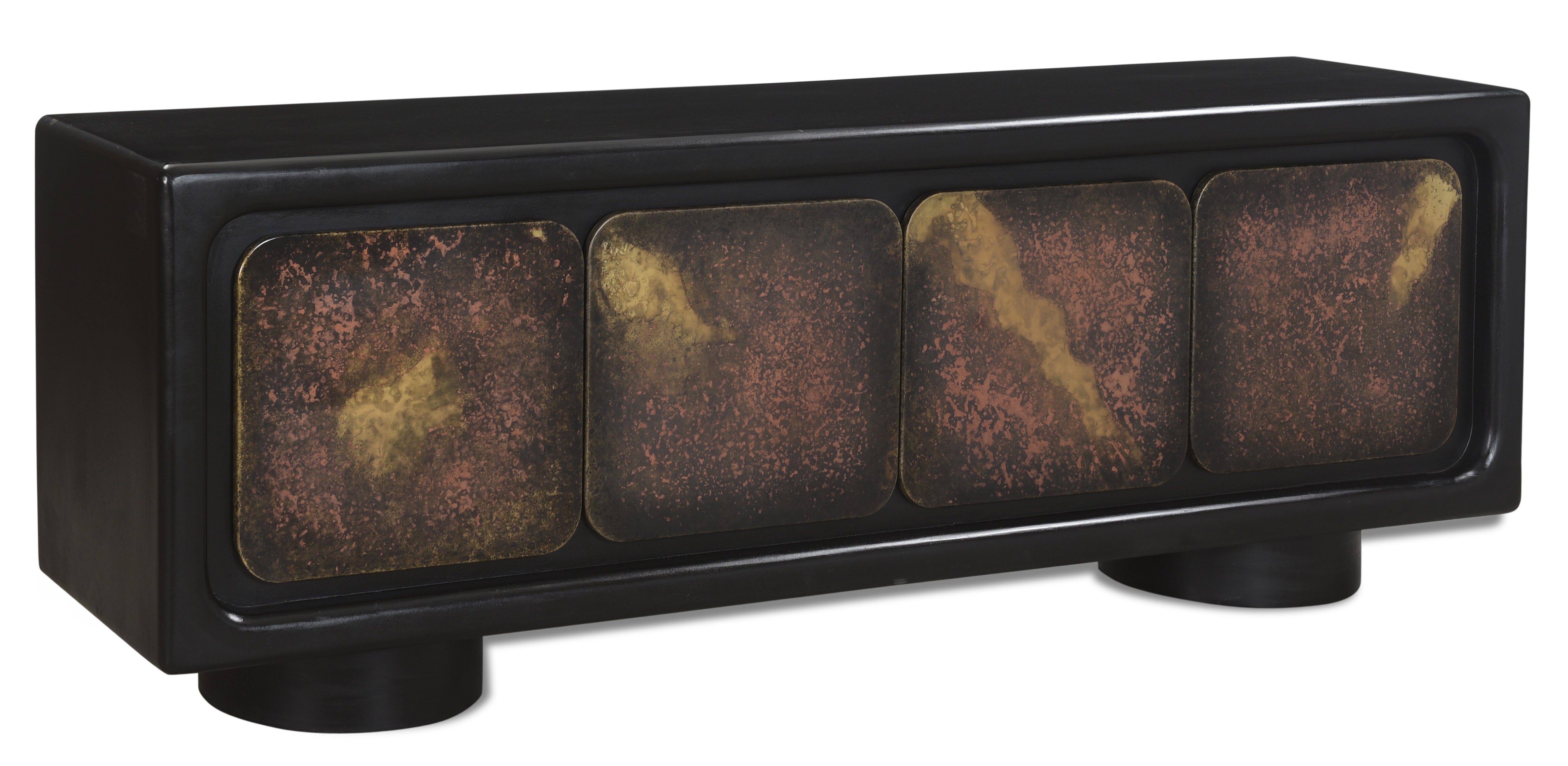 75" Black Rub Finished Art Deco Sideboard