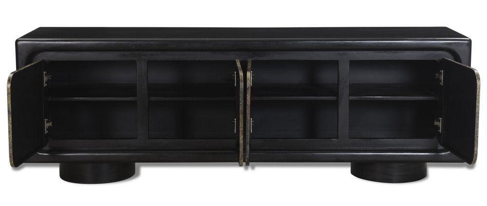 75" Black Rub Finished Art Deco Sideboard