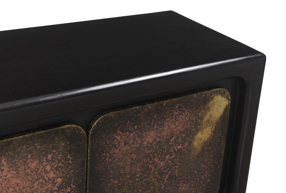 75" Black Rub Finished Art Deco Sideboard