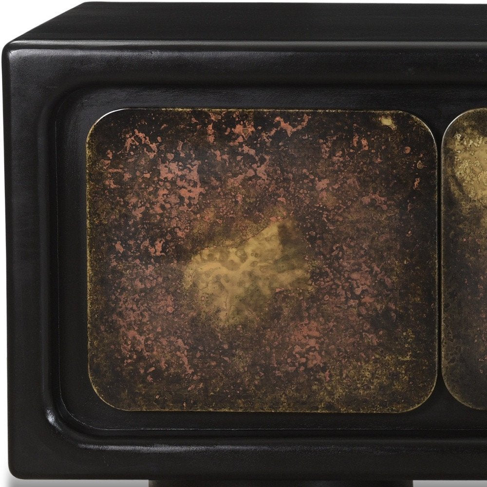 75" Black Rub Finished Art Deco Sideboard