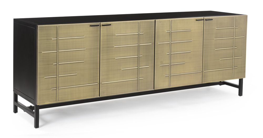 72" Gold Iron Ribbed Texture Sideboard