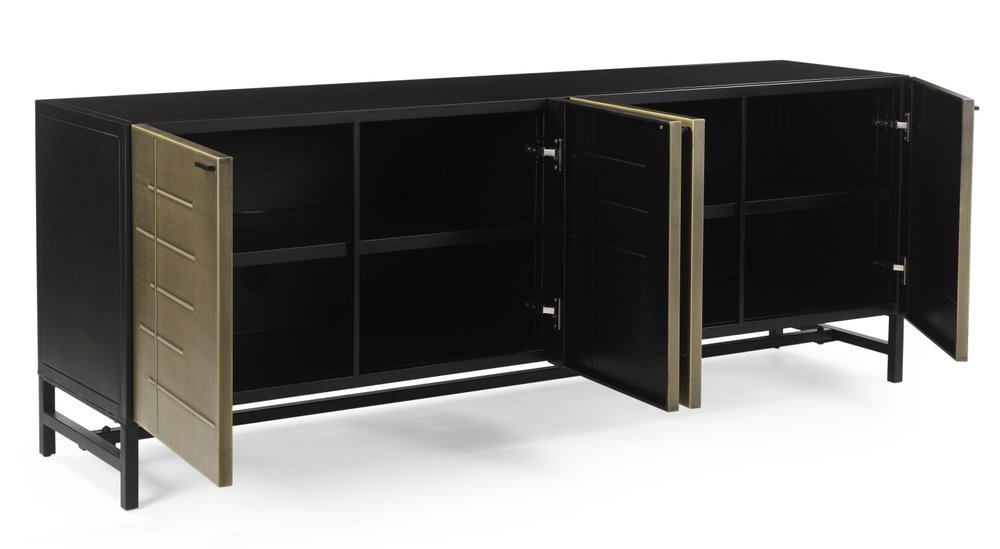 72" Gold Iron Ribbed Texture Sideboard