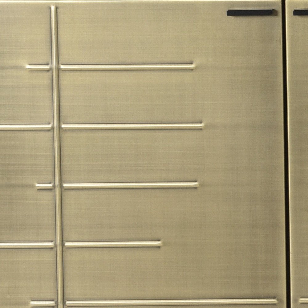 72" Gold Iron Ribbed Texture Sideboard