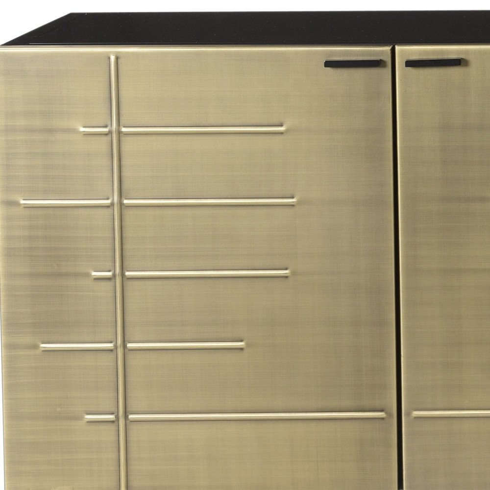 72" Gold Iron Ribbed Texture Sideboard