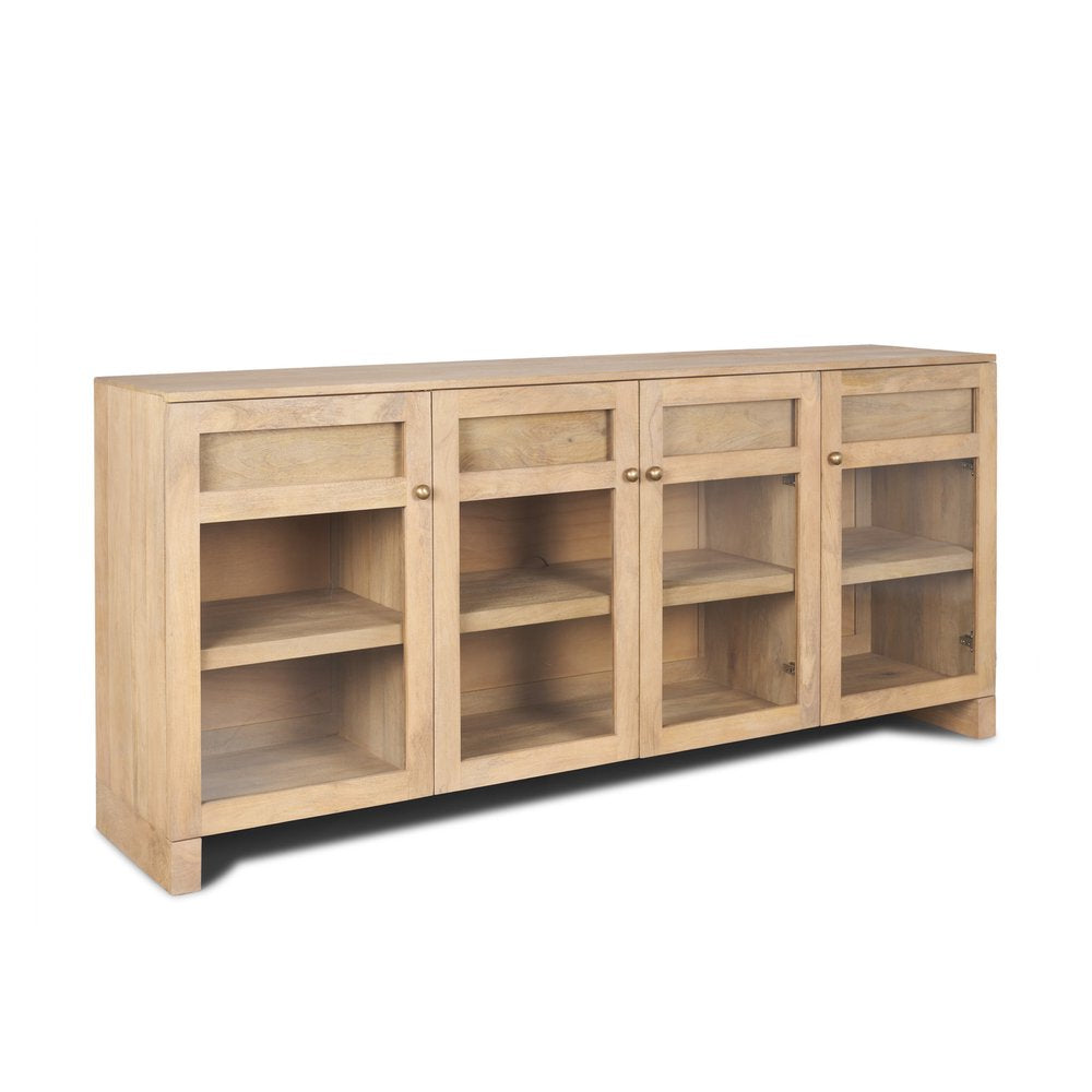 80" Light Brown Coastal Sideboard with Soft Close Doors