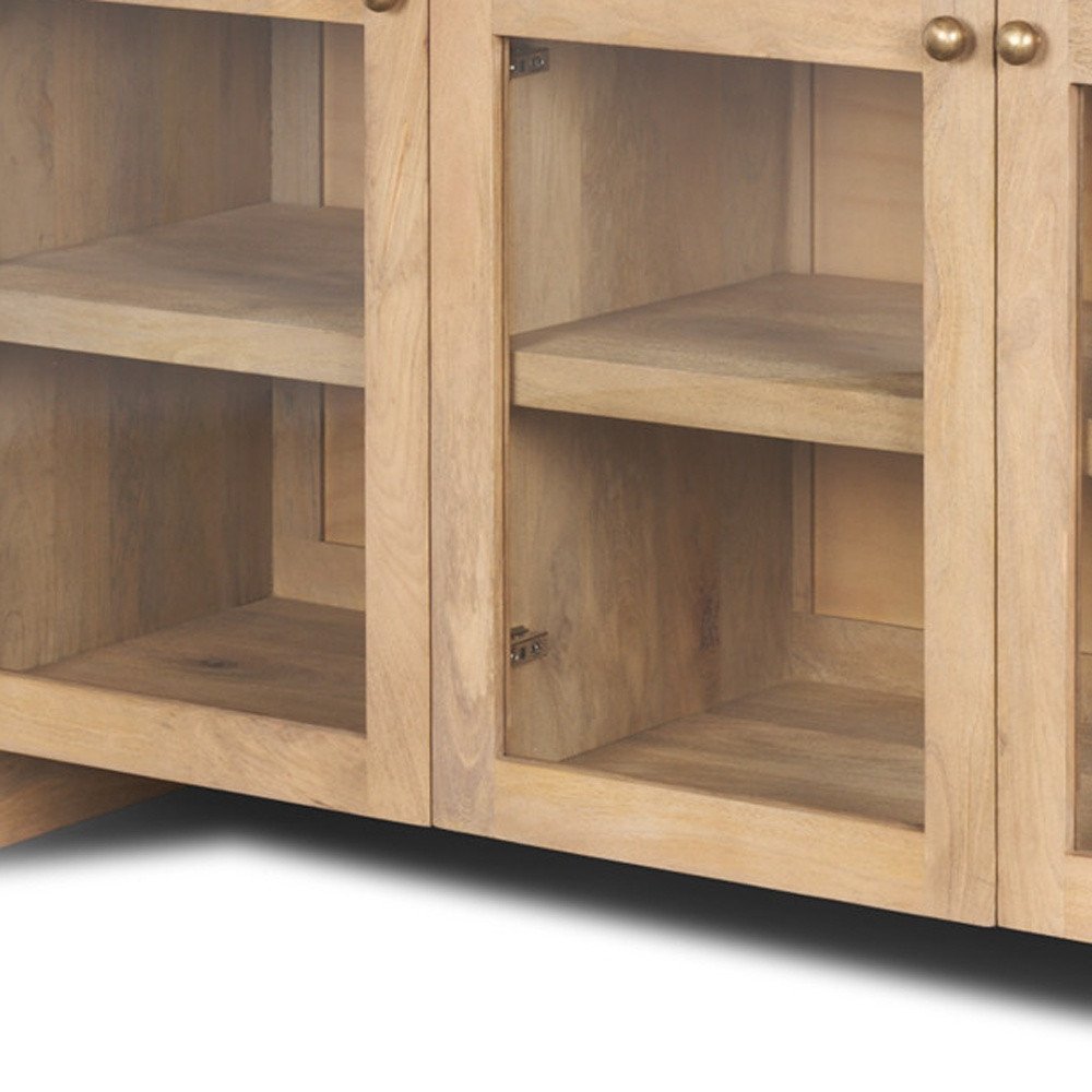 80" Light Brown Coastal Sideboard with Soft Close Doors