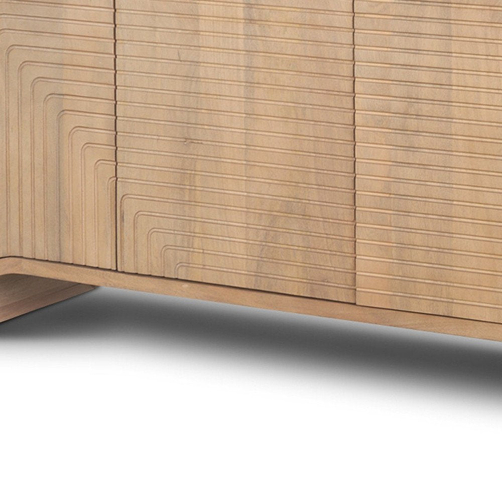 72" Light Brown Carved Arch Wood Sideboard