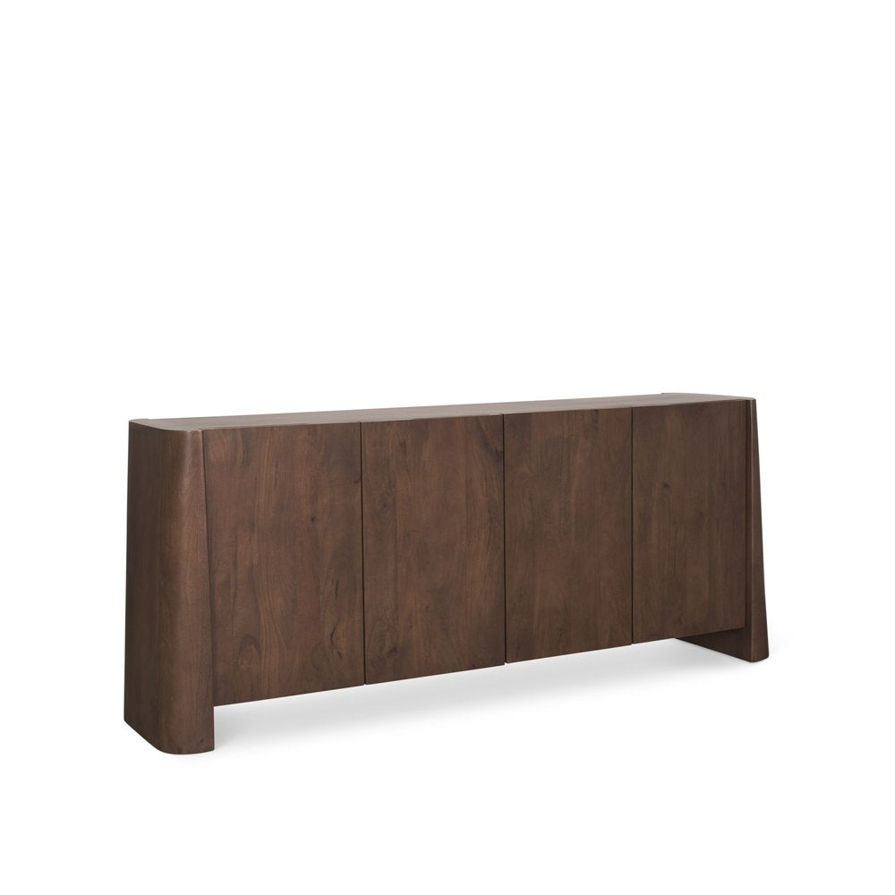 81" Brown Wood Slanted Sideboard With Soft Close Doors