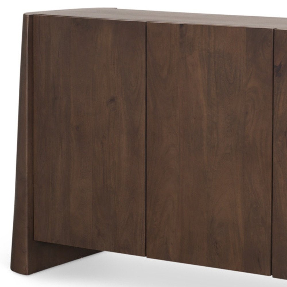 81" Brown Wood Slanted Sideboard With Soft Close Doors