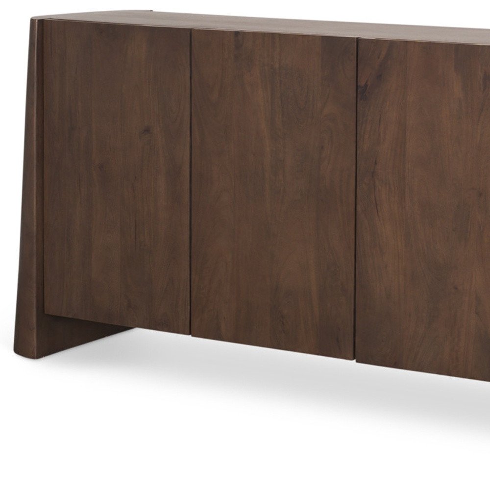 81" Brown Wood Slanted Sideboard With Soft Close Doors