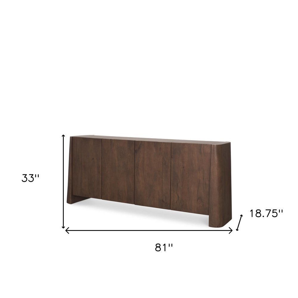 81" Brown Wood Slanted Sideboard With Soft Close Doors