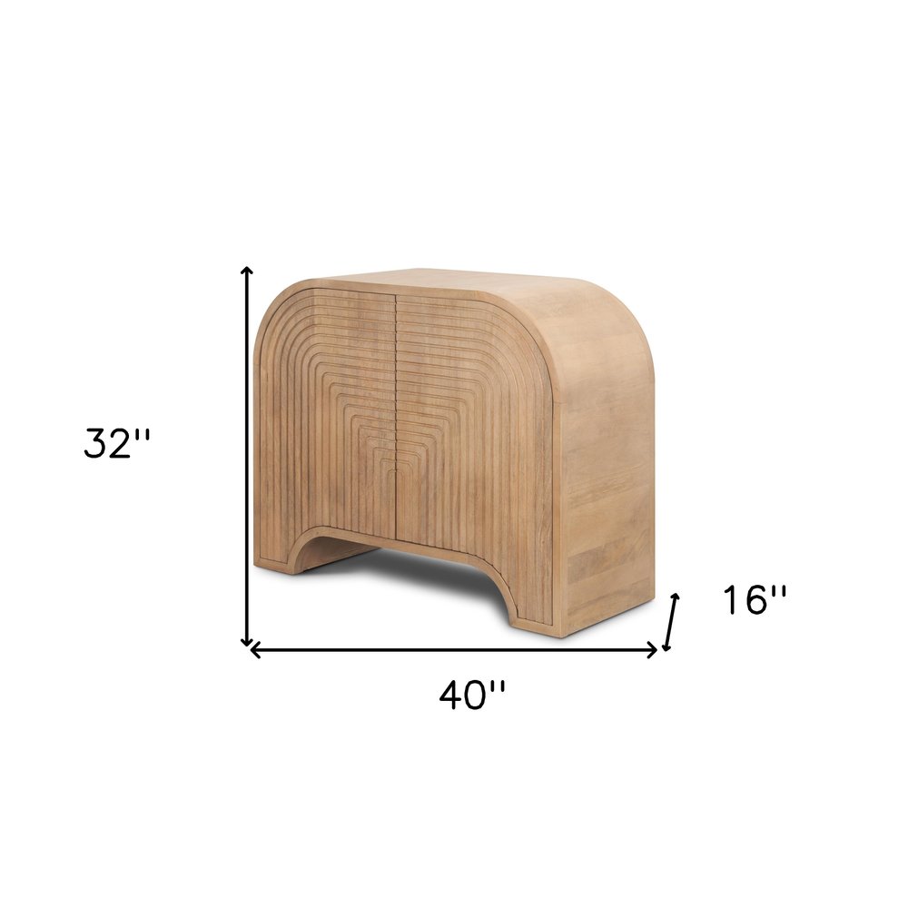 40" Arch Fluted Wood Cabinet