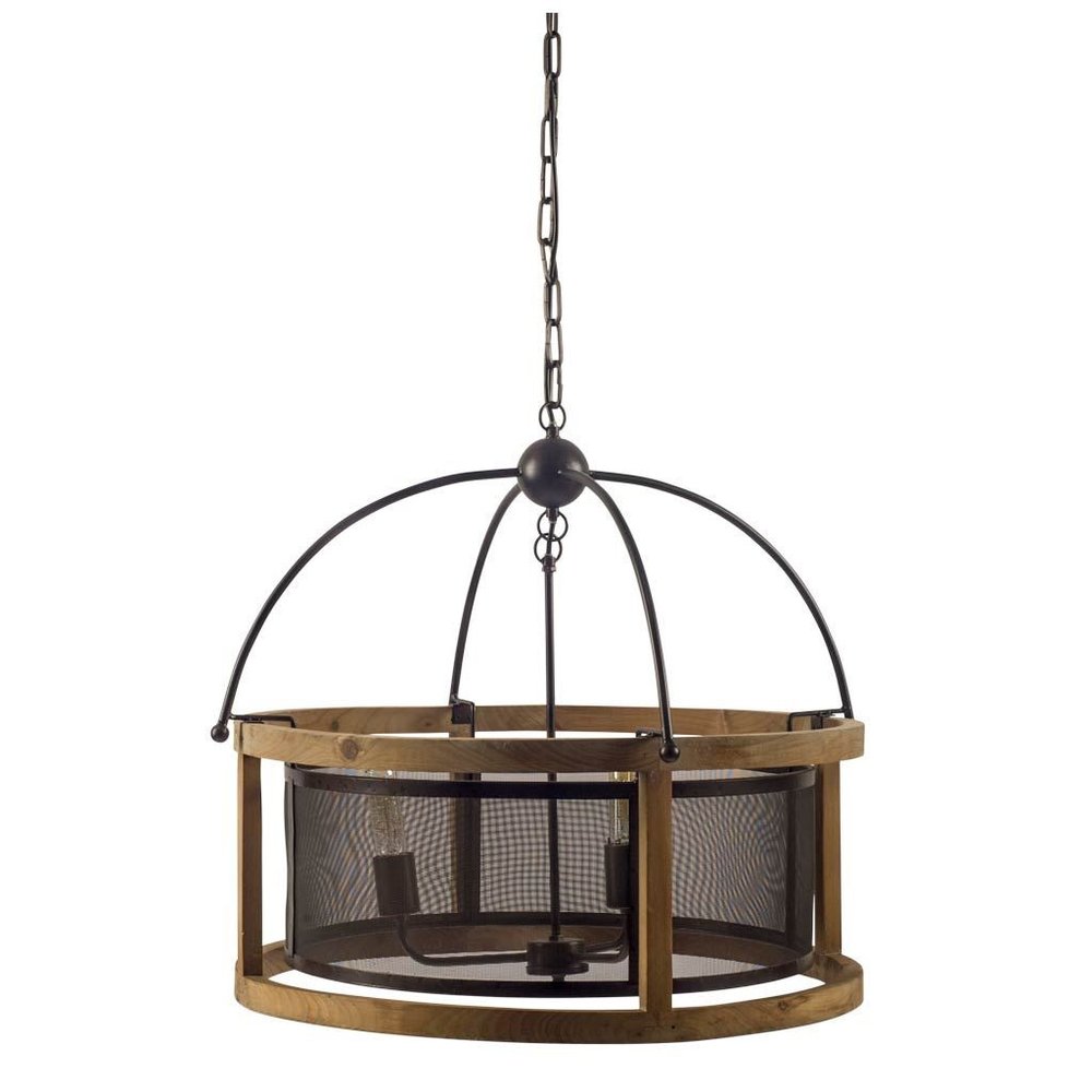 25" Black Round Cage Chandelier
