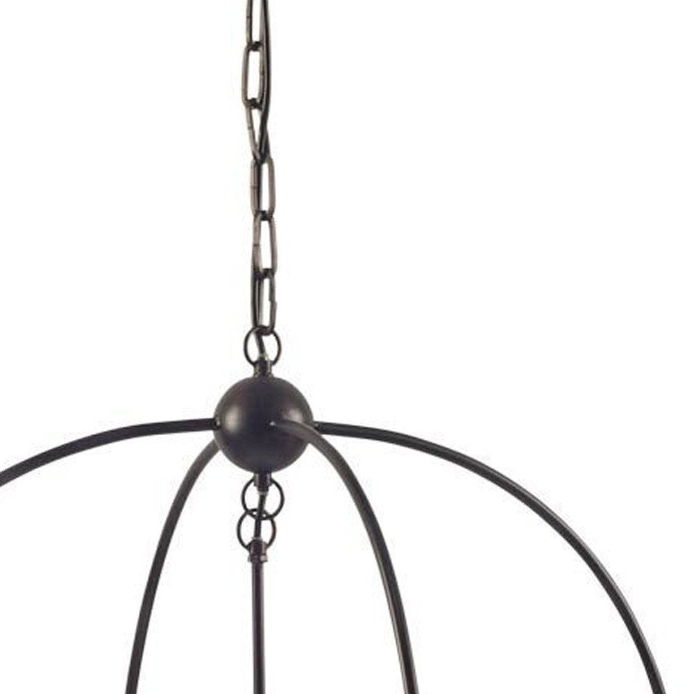 25" Black Round Cage Chandelier